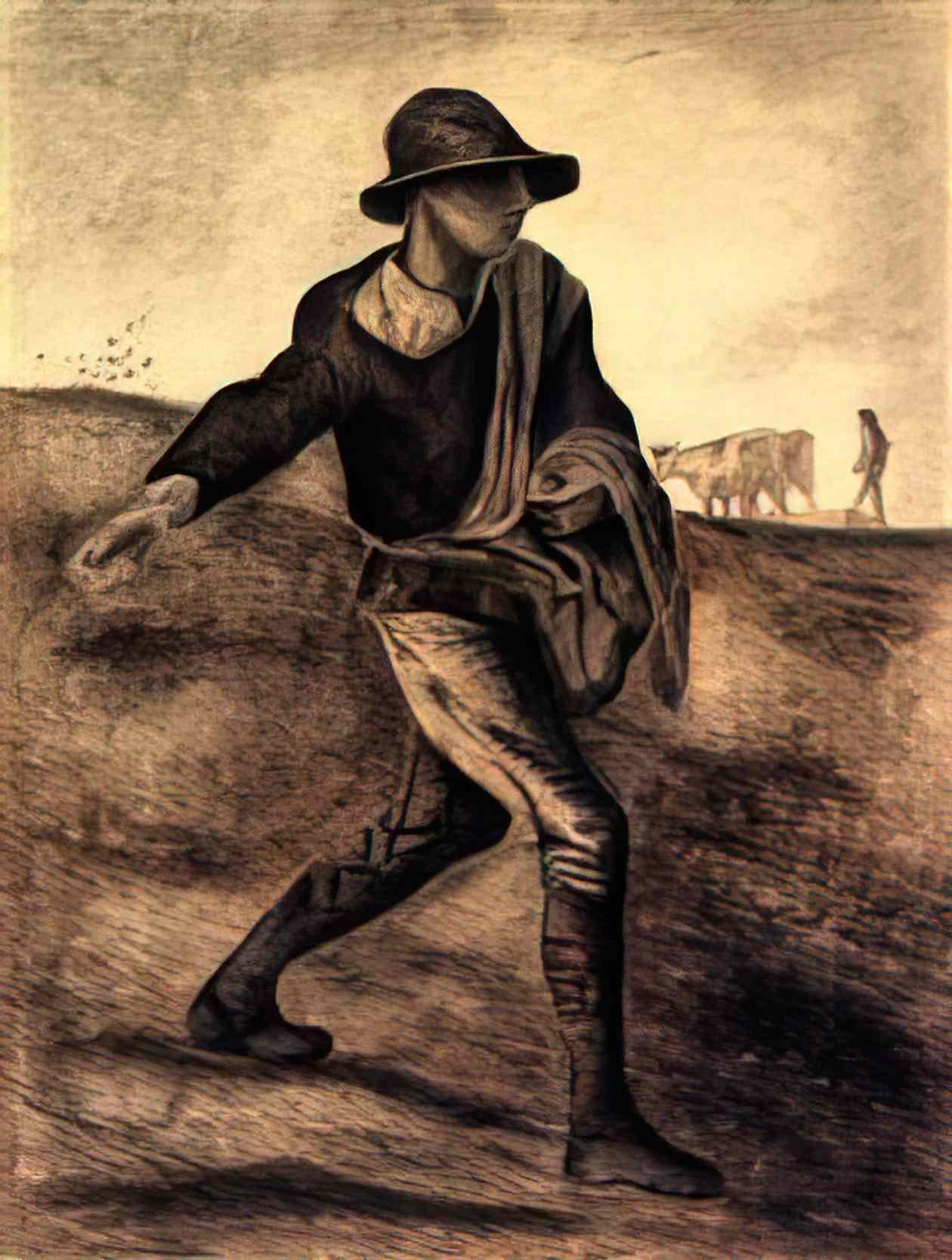 van gogh sower after millet 1881 Art A4 Photo Print