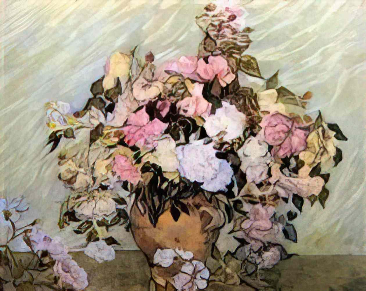van gogh still life vase with roses 1890 Art A4 Photo Print