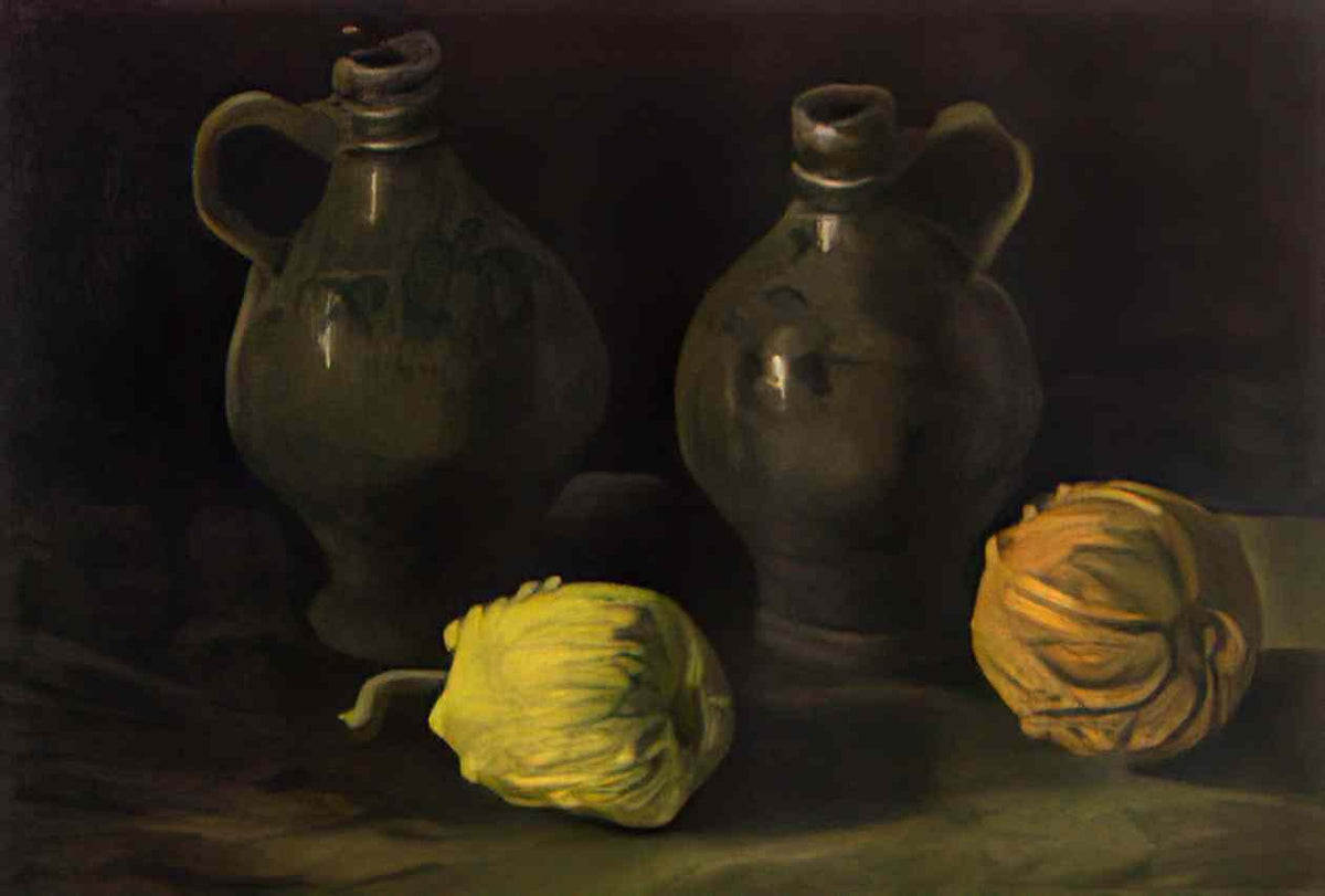 van gogh still life with two jars and two pumpkins 1885 Art A4 Photo Print