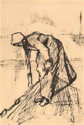 van gogh stooping woman with net 1883 Art A4 Photo Print