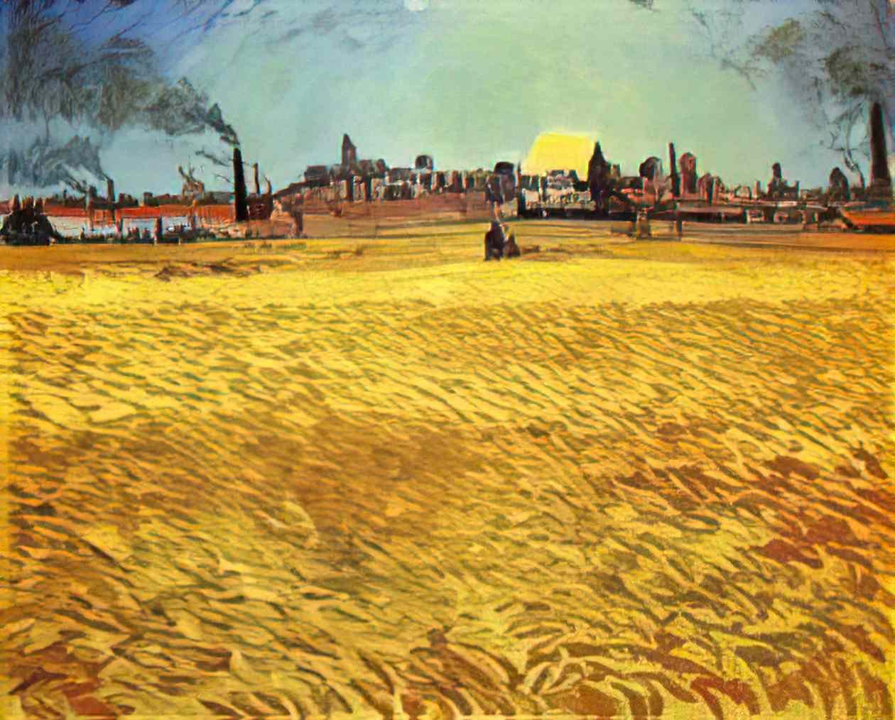van gogh summer evening wheatfield with setting sun 1888 Art A4 Photo Print