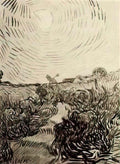 van gogh sun disk above a path between shrubs 1890 Art A4 Photo Print