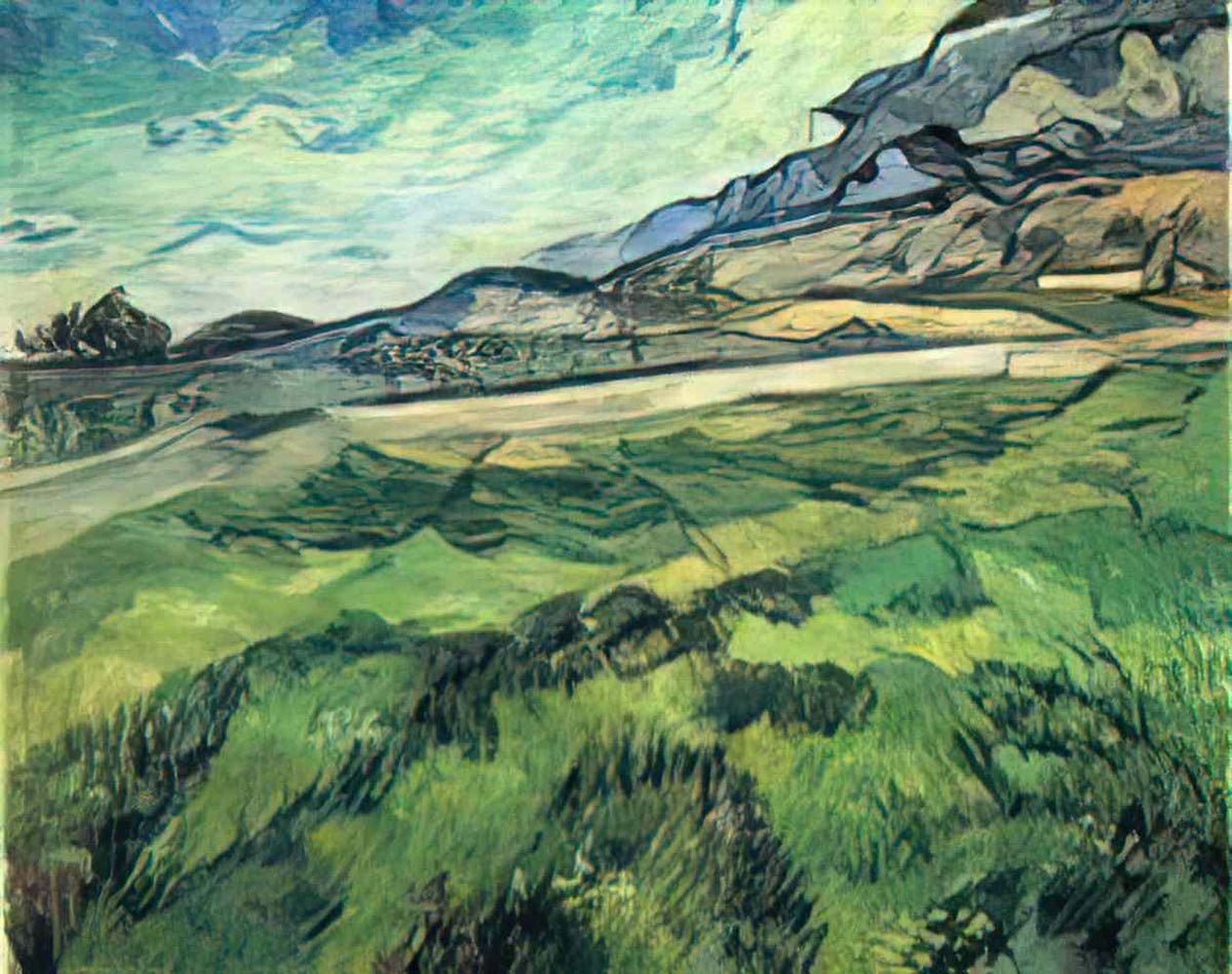 van gogh the green wheatfield behind the asylum 1889 Art A4 Photo Print