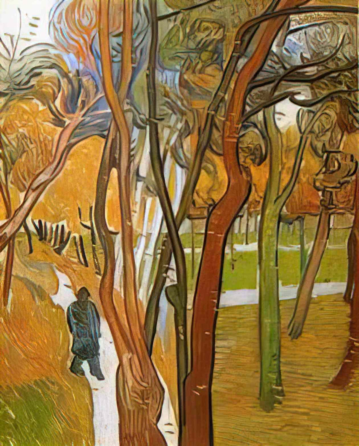 van gogh the walk falling leaves 1889 Art A4 Photo Print