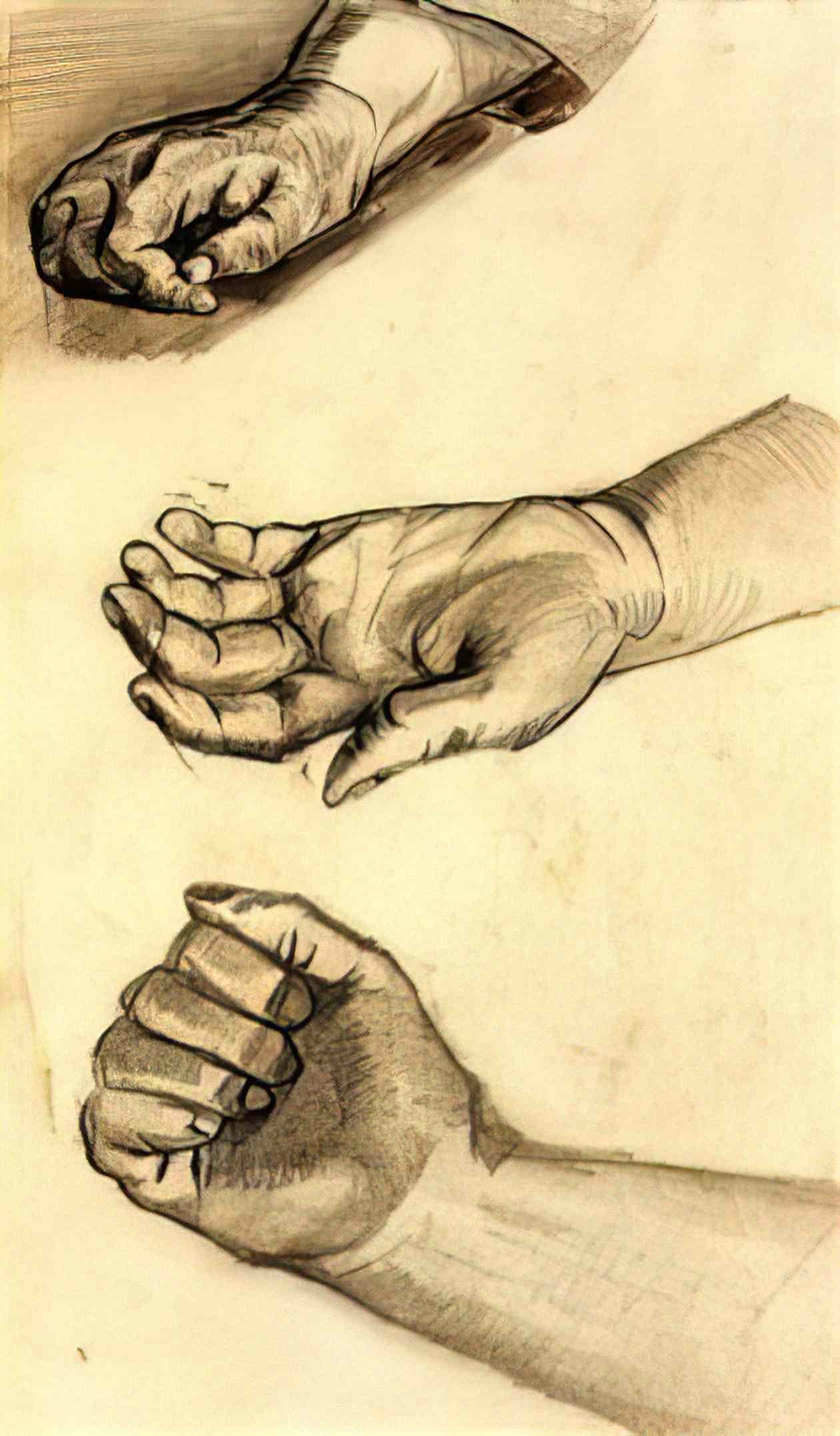 van gogh three hands 3 Art A4 Photo Print