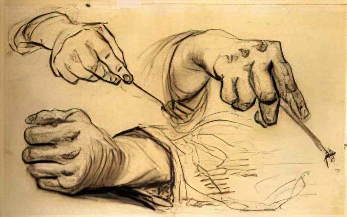 van gogh three hands two holding forks Art A4 Photo Print