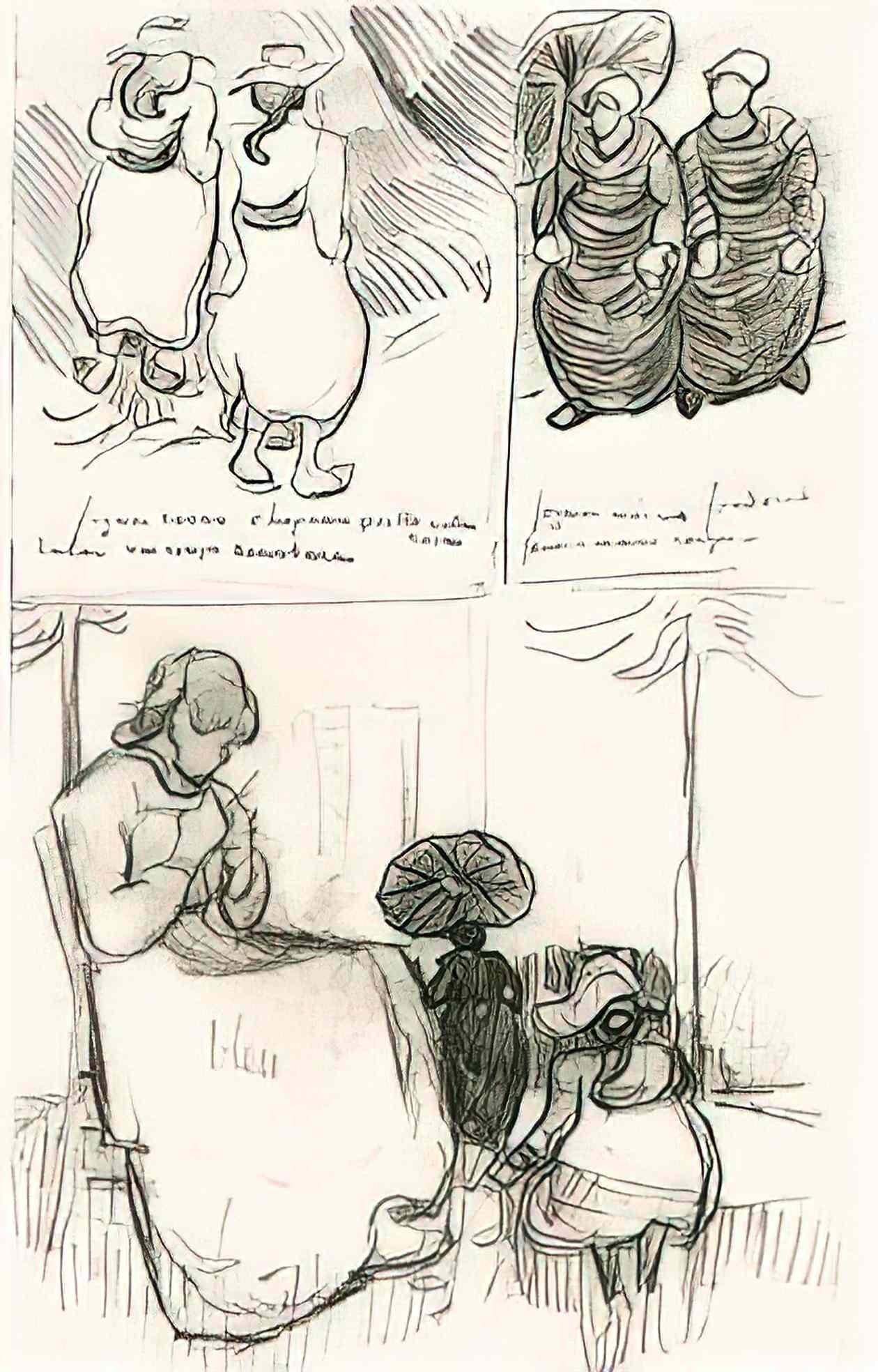 van gogh three studies 1890 Art A4 Photo Print