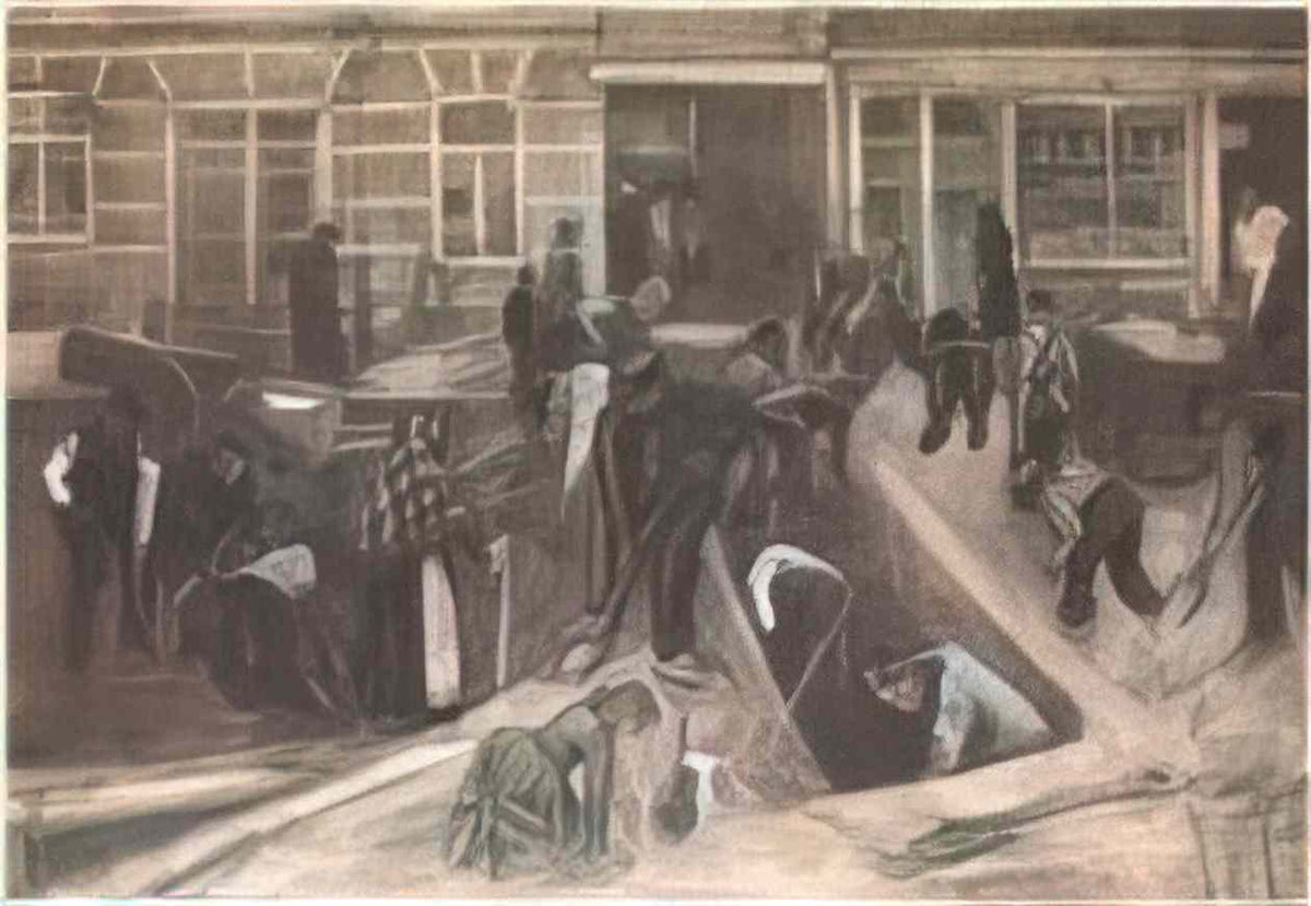 van gogh torn up street with diggers 1882 Art A4 Photo Print