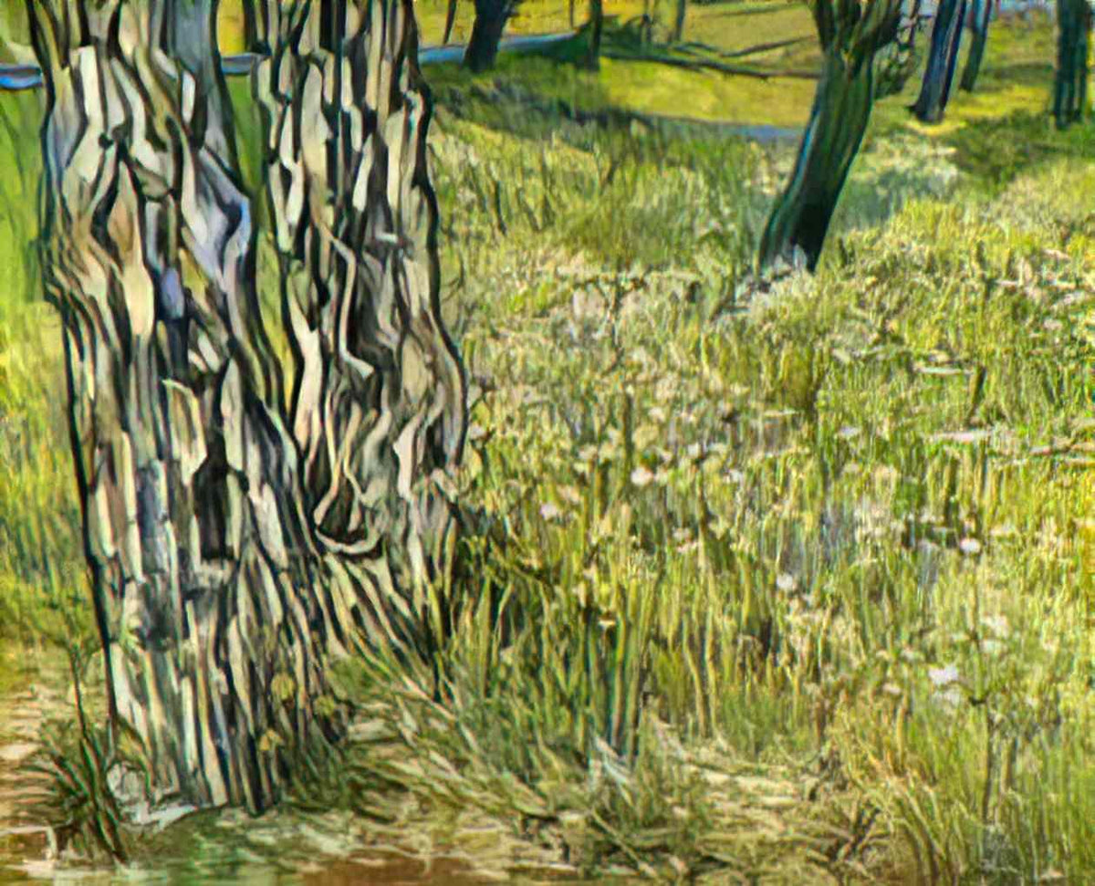 van gogh tree trunks in the grass 1890 Art A4 Photo Print