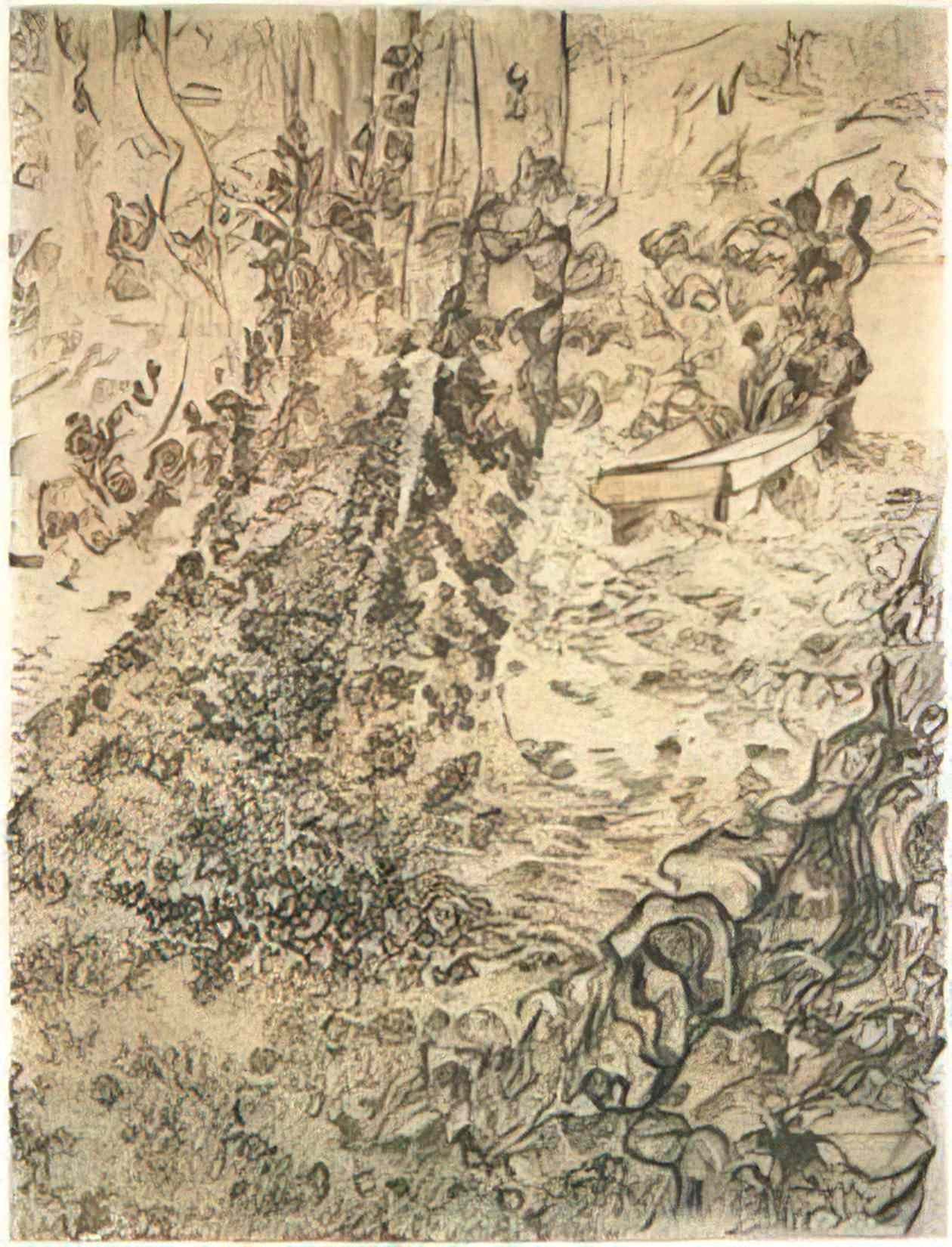 van gogh trees with ivy 1889 Art A4 Photo Print