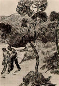 van gogh two men walking in a landscape with trees 1890 Art A4 Photo Print