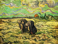 van gogh two peasant women digging in field with snow 1890 Art A4 Photo Print