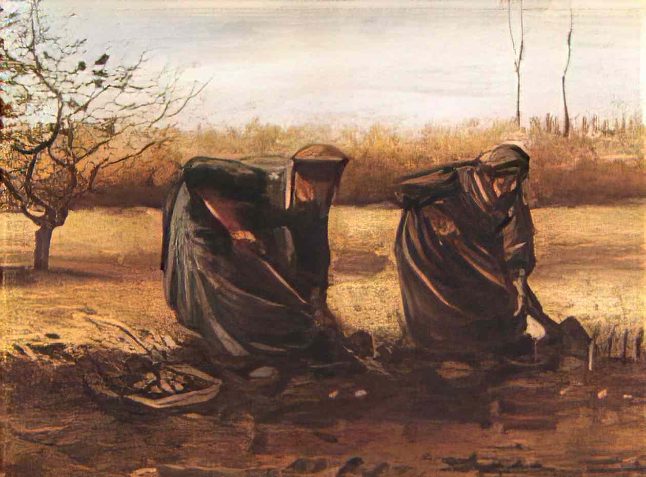 van gogh two peasant women digging potatoes 1885 Art A4 Photo Print