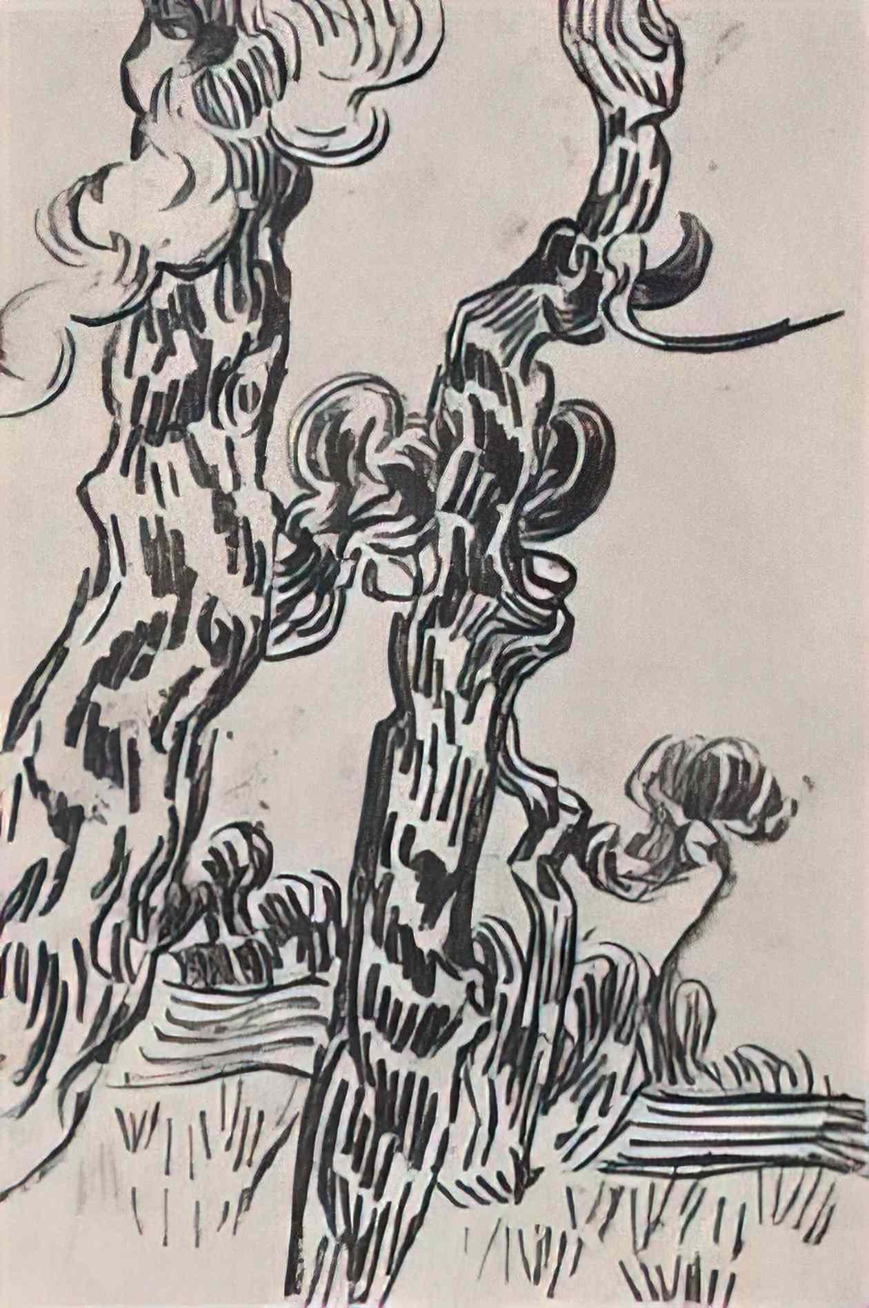 van gogh two pinetrees 1889 Art A4 Photo Print