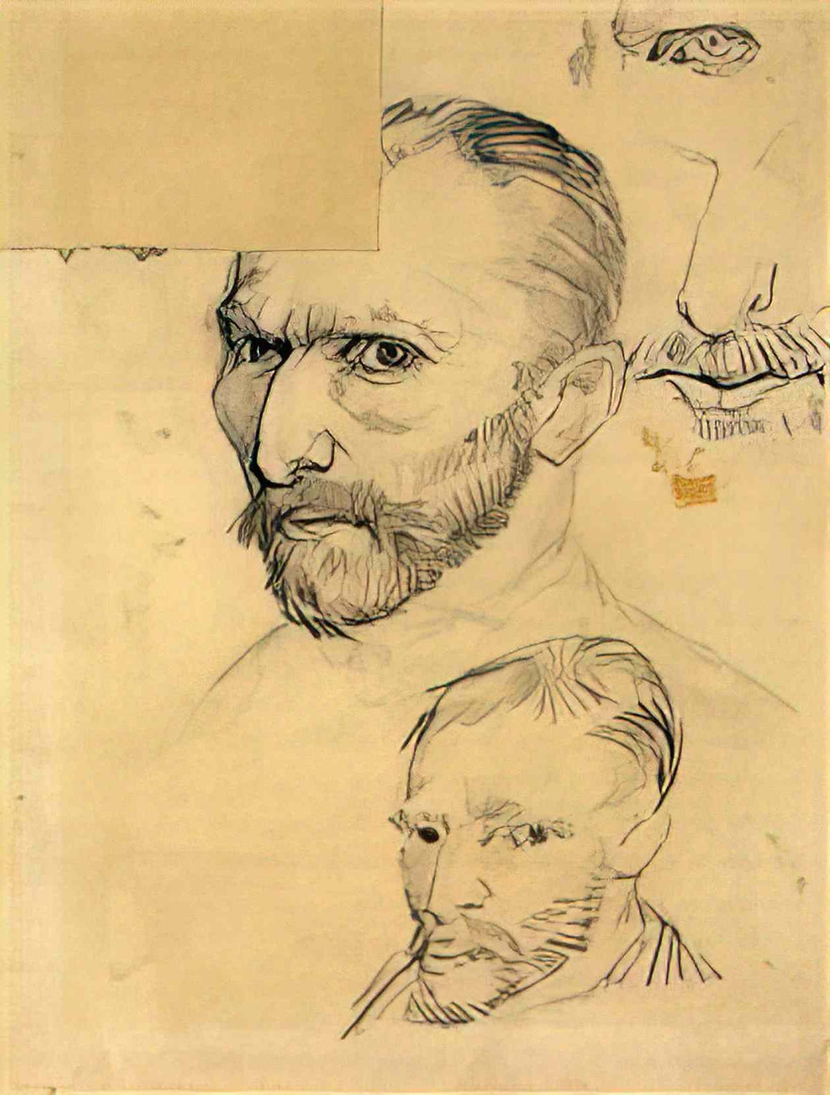 van gogh two self portraits and several details 1886 Art A4 Photo Print