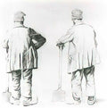 van gogh two sketches of a man leaning on his spade 1867 Art A4 Photo Print