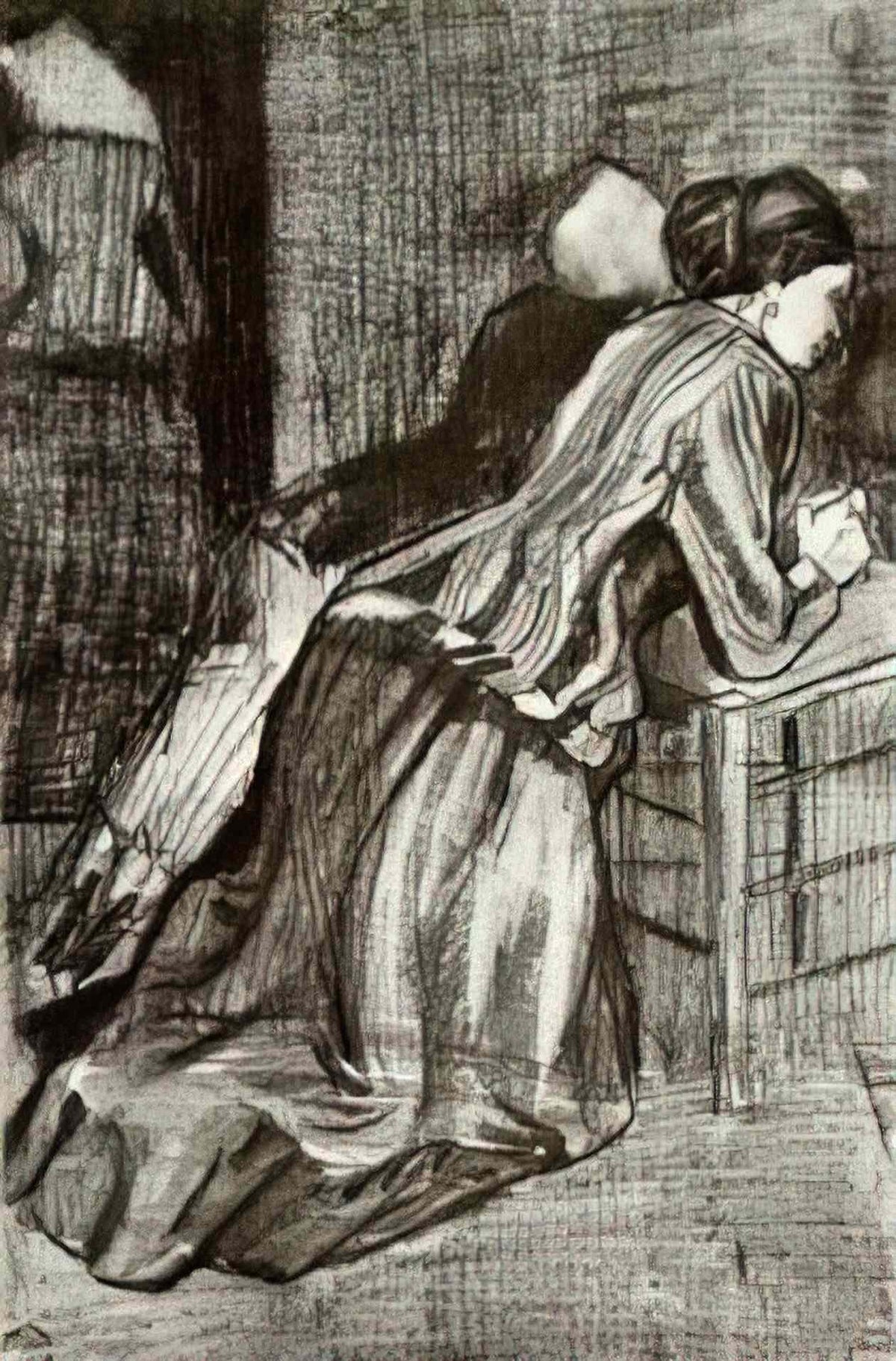 van gogh two women kneeling 1883 Art A4 Photo Print