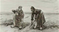 van gogh two women talking to each other while digging 1885 Art A4 Photo Print