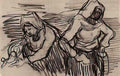 van gogh two women working in the field 1890 Art A4 Photo Print