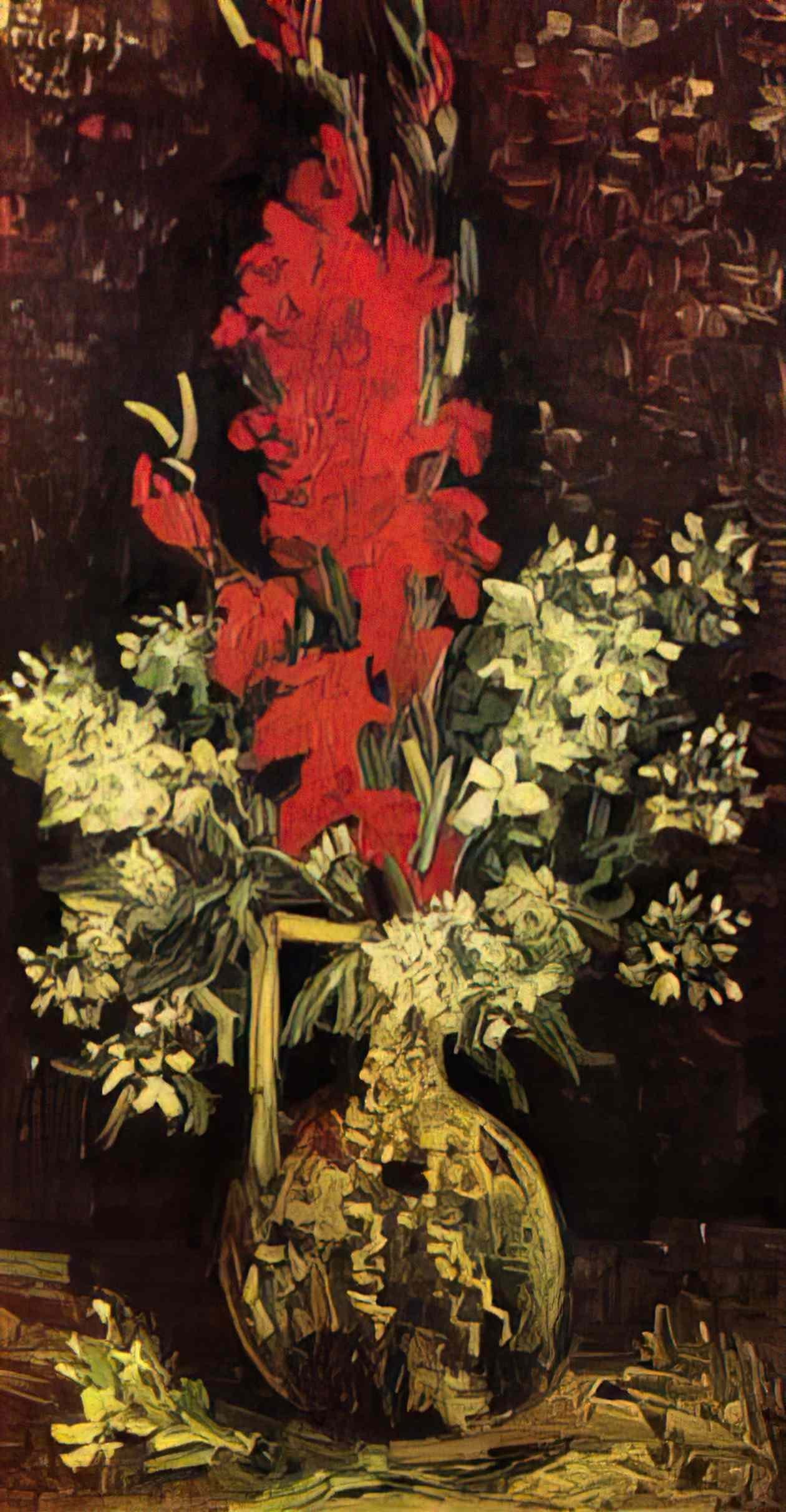 van gogh vase with gladioli and carnations 1886 1 Art A4 Photo Print