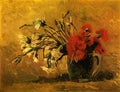 van gogh vase with red and white carnations on a yellow background 1 Art A4 Photo Print