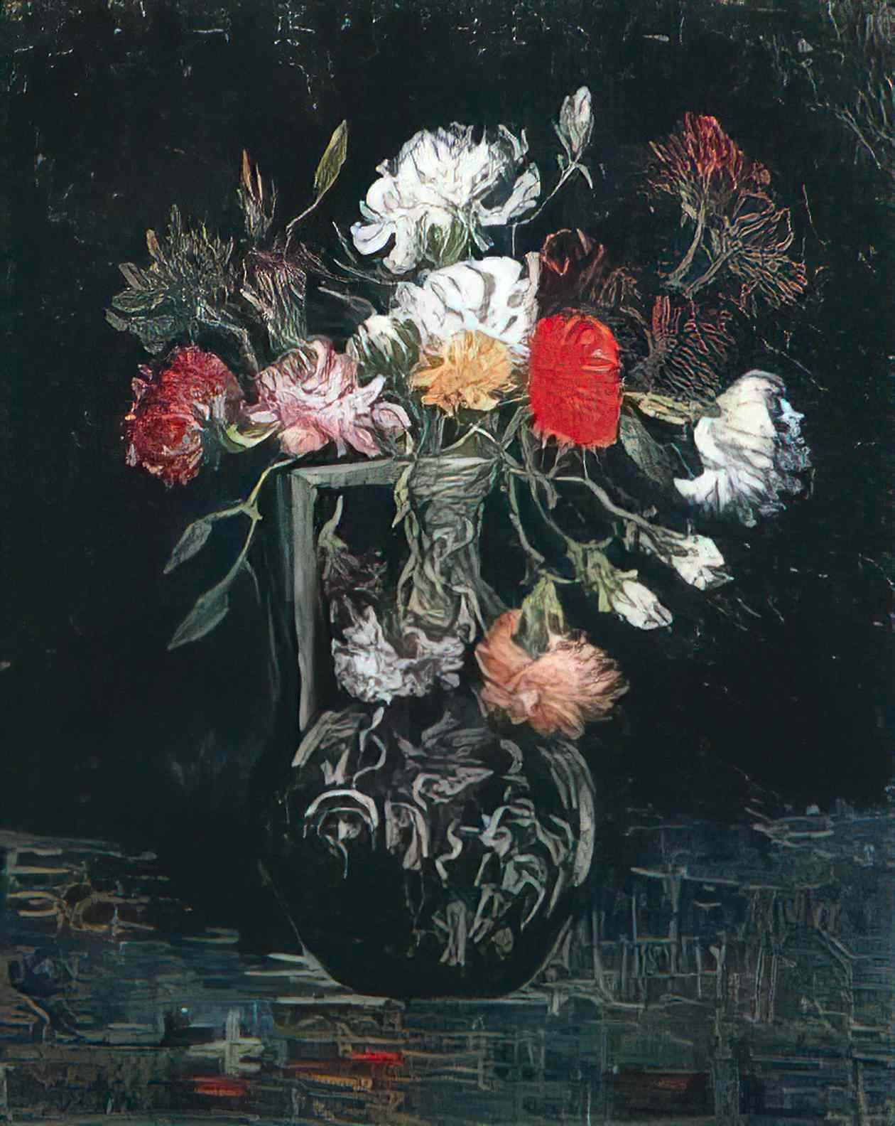van gogh vase with white and red carnations 1887 Art A4 Photo Print