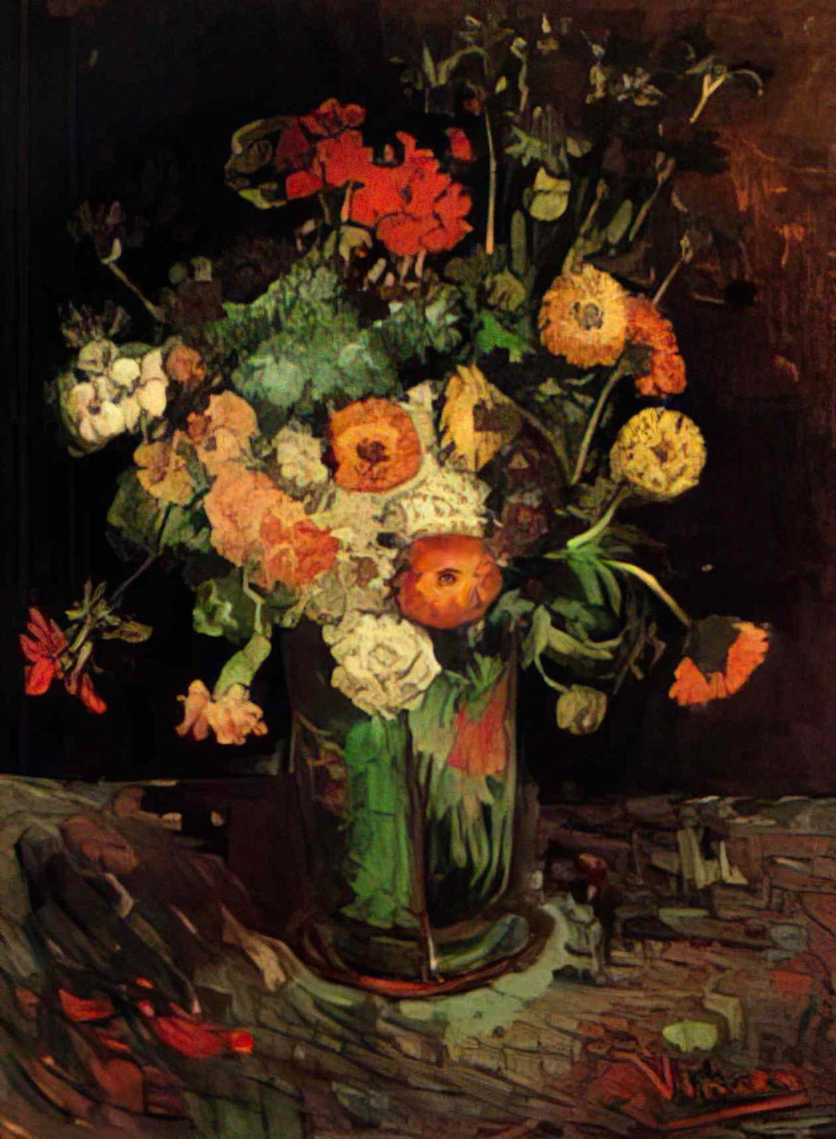 van gogh vase with zinnias and geraniums 1886 Art A4 Photo Print