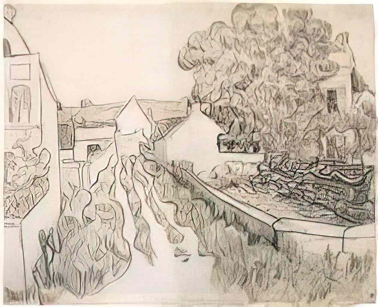 van gogh village street 1890 Art A4 Photo Print
