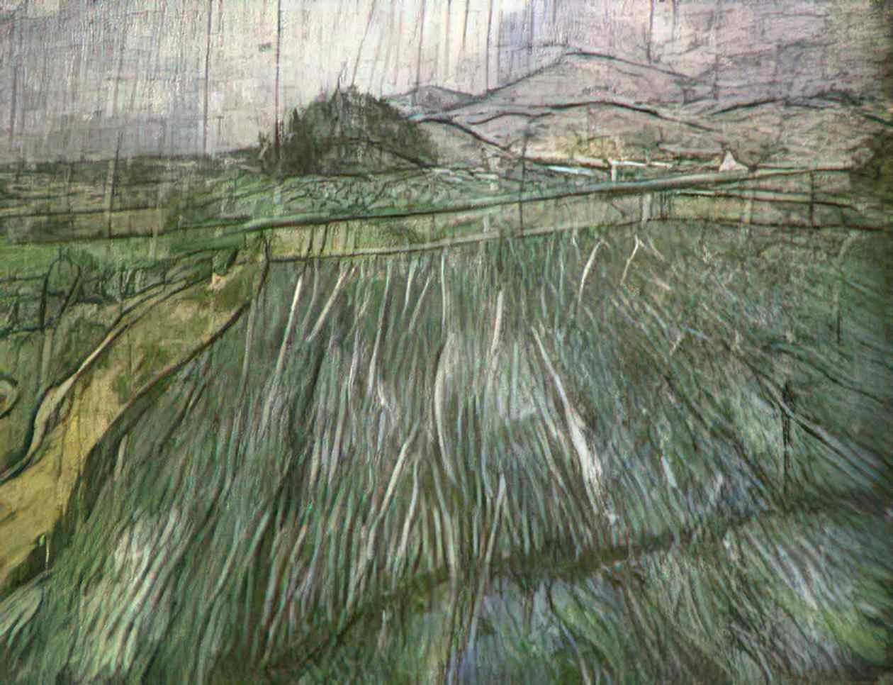 van gogh wheat field in rain 1889 Art A4 Photo Print
