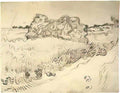 van gogh wheat field with a stack of wheat or hay 1890 Art A4 Photo Print