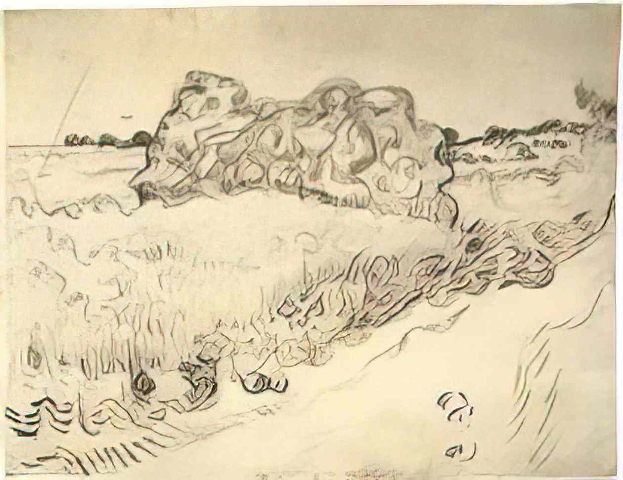 van gogh wheat field with a stack of wheat or hay 1890 Art A4 Photo Print