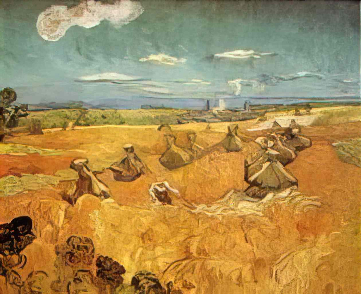 van gogh wheat stacks with reaper 1888 Art A4 Photo Print