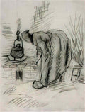 van gogh woman by a hearth 1885 1 Art A4 Photo Print