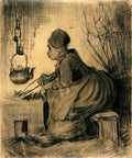 van gogh woman by a hearth 1885 Art A4 Photo Print