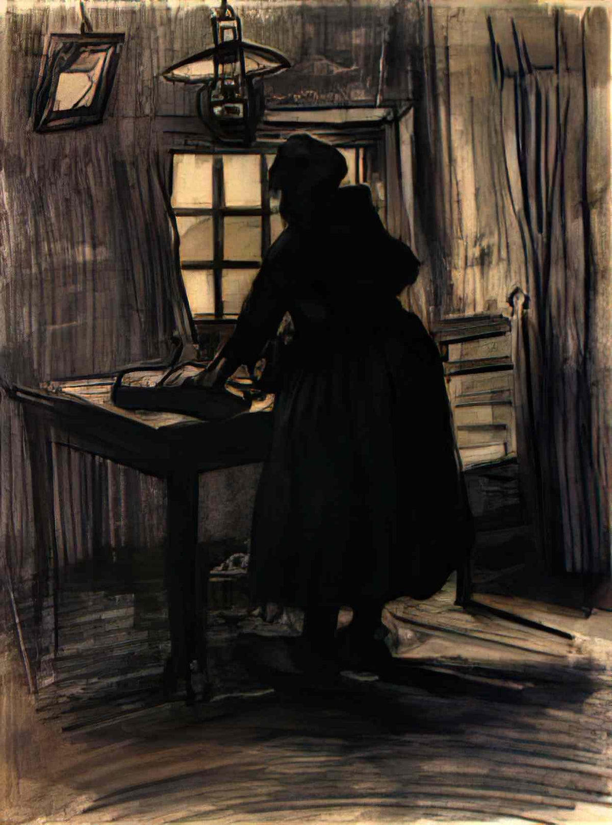 van gogh woman cutting bread 1885 Art A4 Photo Print