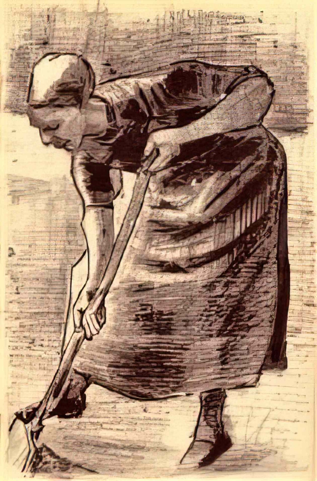van gogh woman digging 1883 Art A4 Photo Print