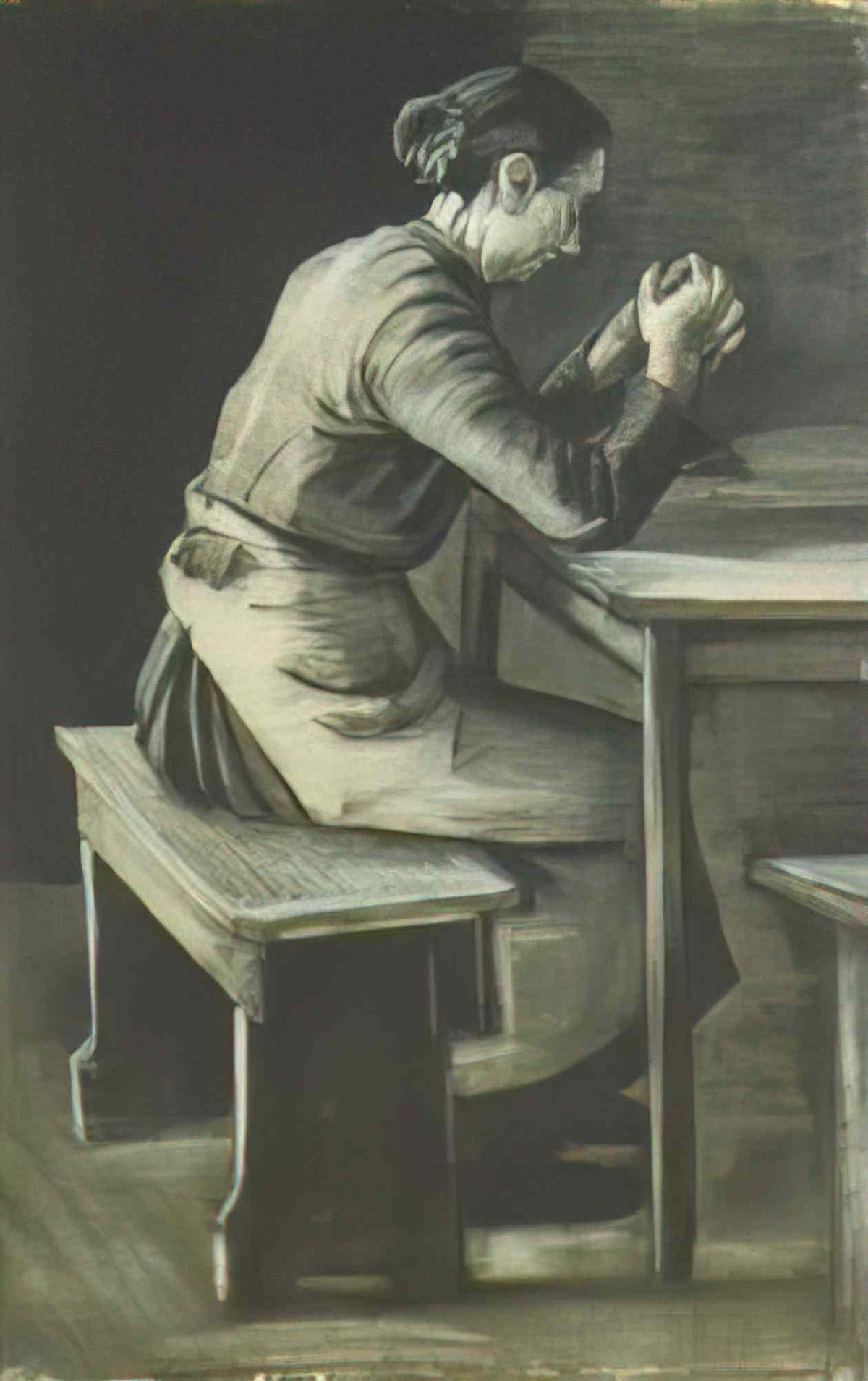 van gogh woman praying 1883 Art A4 Photo Print