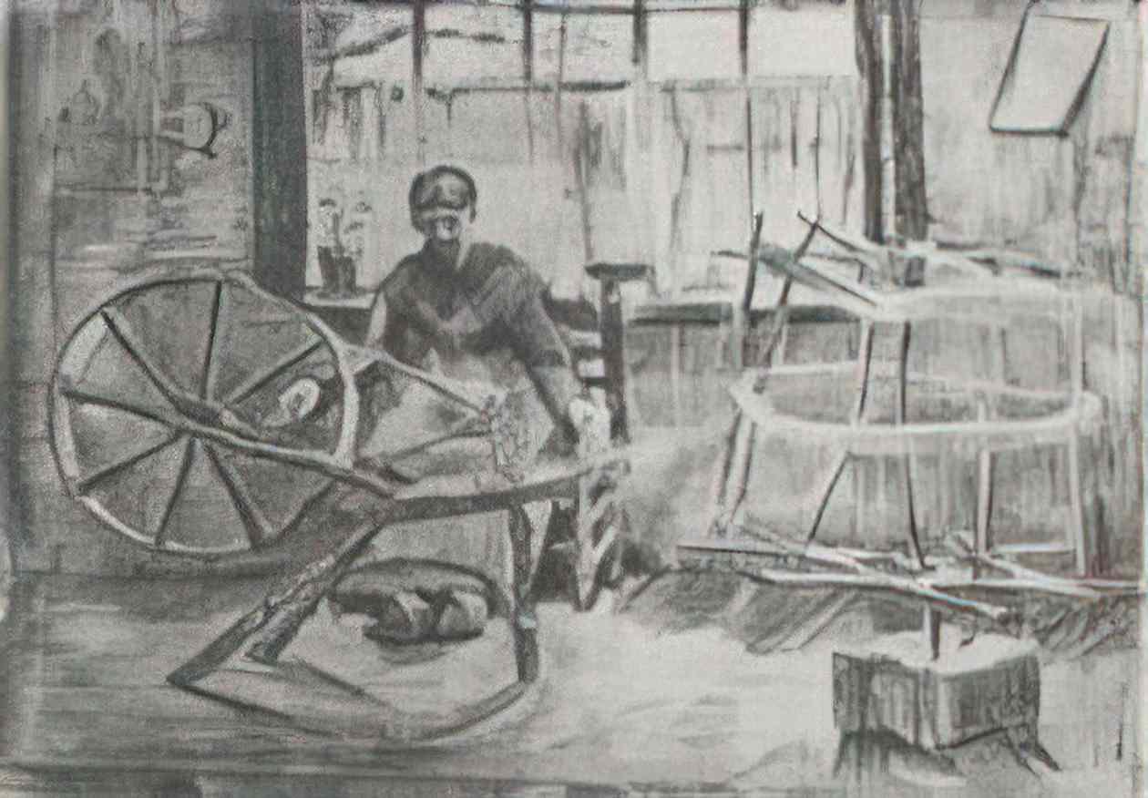van gogh woman reeling yarn 1884 1 Art A4 Photo Print