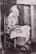 van gogh woman sewing 1881 Art A4 Photo Print
