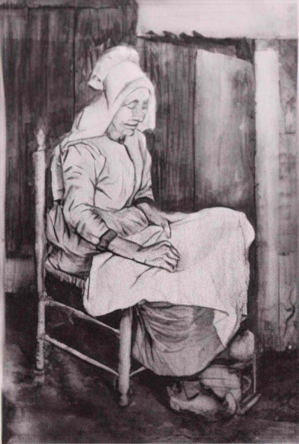 van gogh woman sewing 1881 Art A4 Photo Print