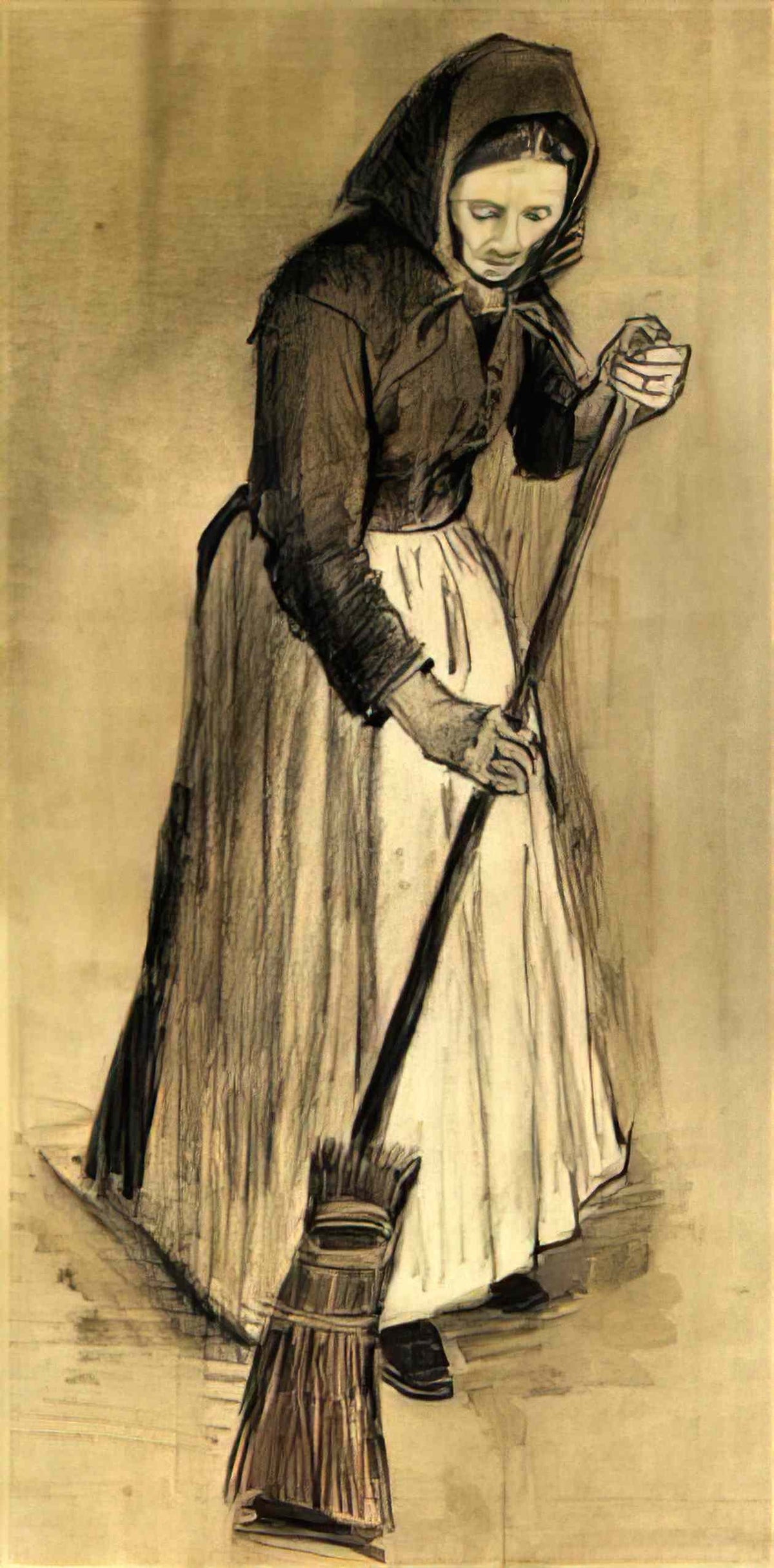 van gogh woman with a broom 1882 1 Art A4 Photo Print