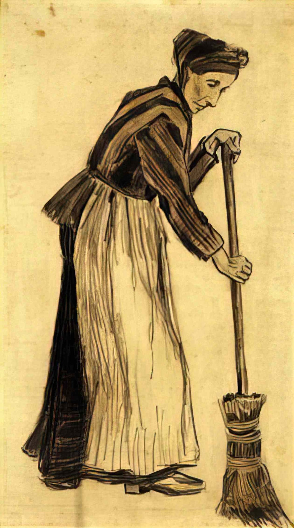 van gogh woman with a broom 1882 Art A4 Photo Print