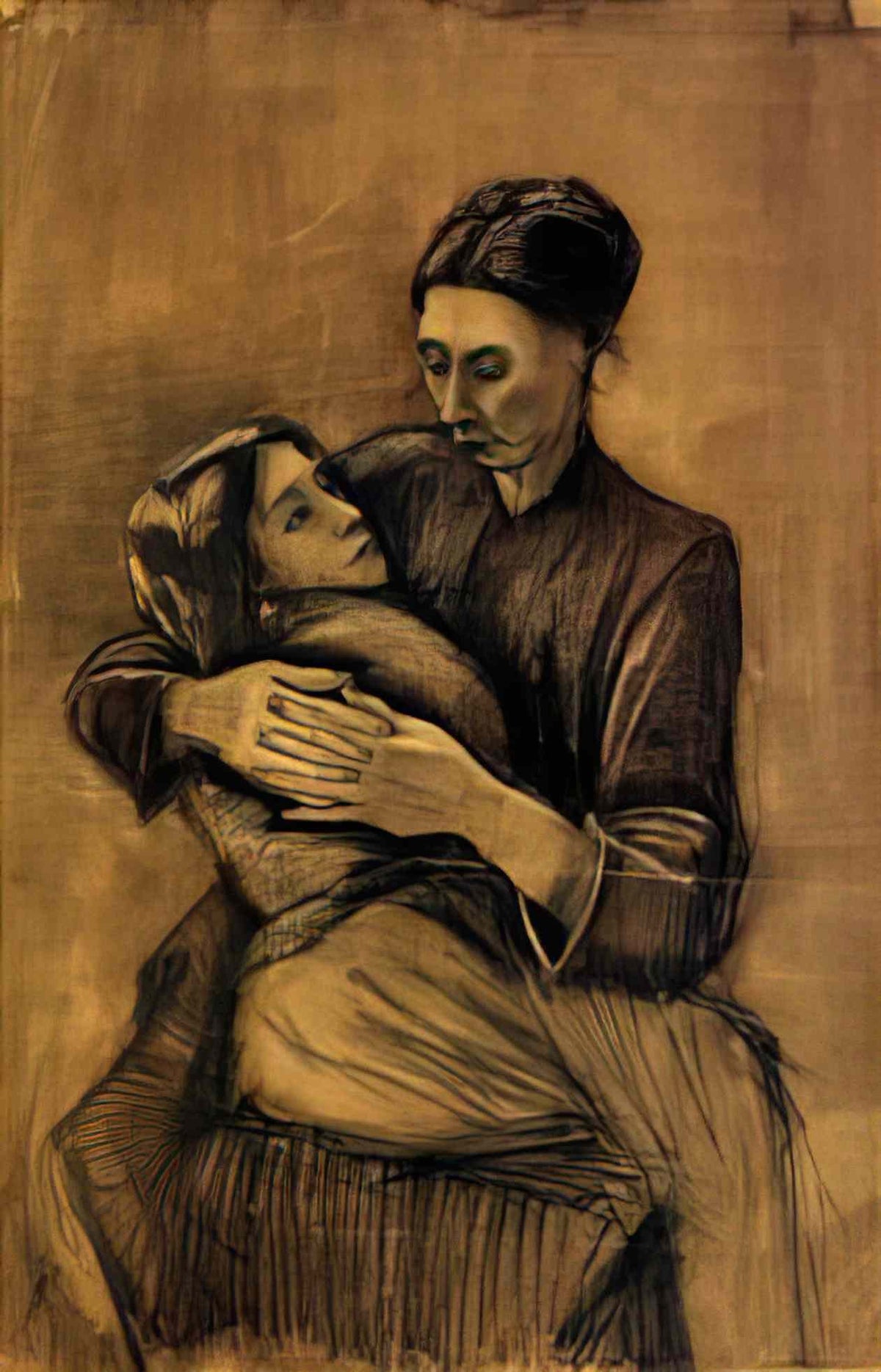 van gogh woman with a child on her lap 1883 Art A4 Photo Print