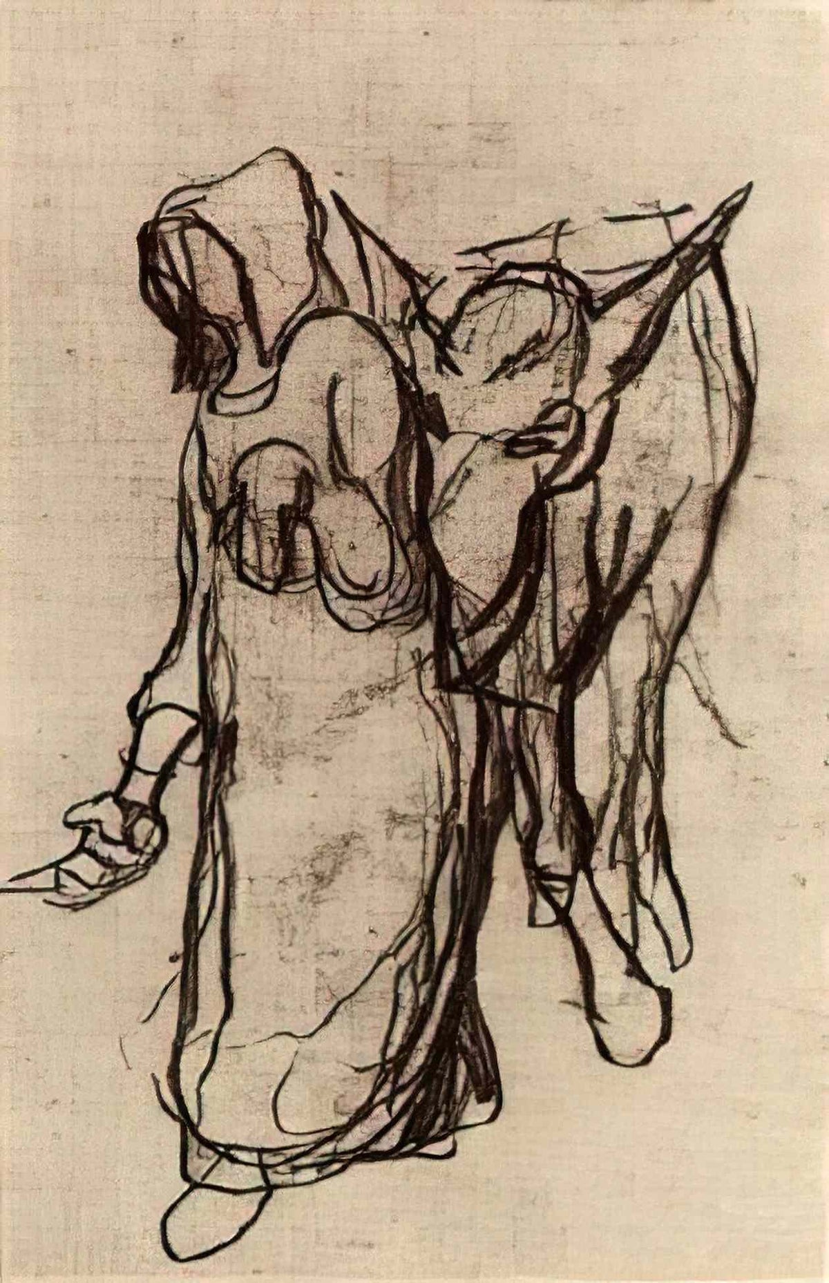 van gogh woman with a donkey 1890 Art A4 Photo Print