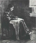 van gogh woman with shawl sewing 1883 Art A4 Photo Print