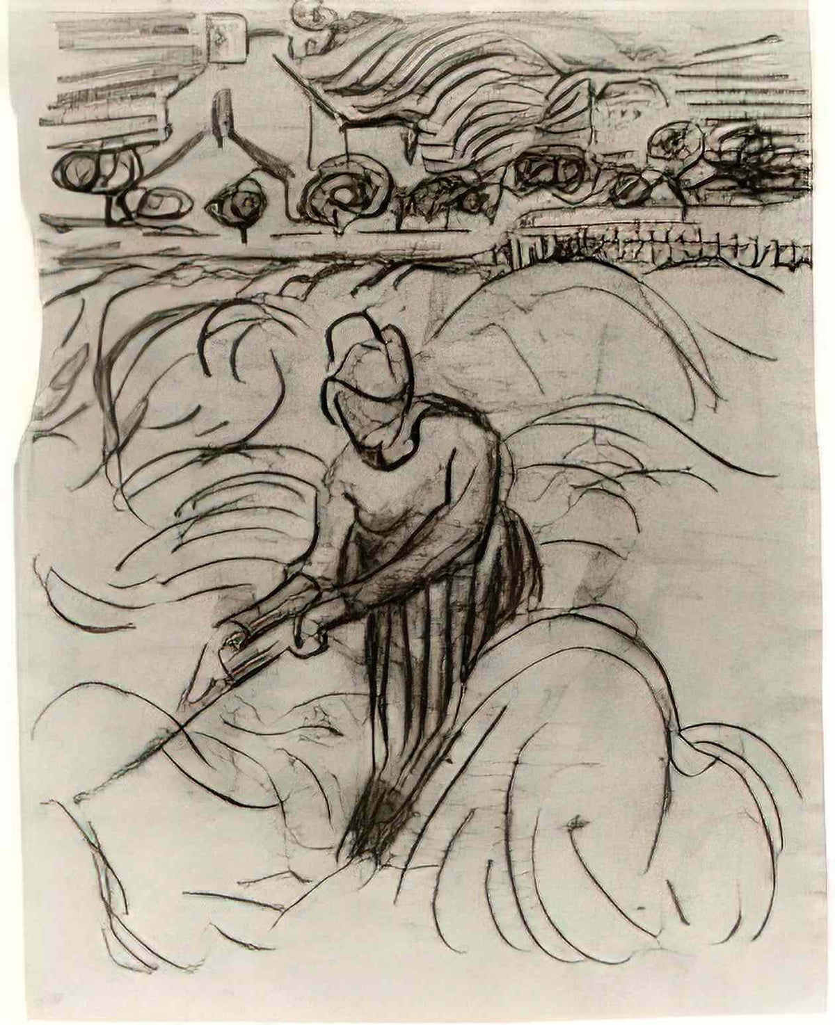 van gogh woman working in wheat field 1890 Art A4 Photo Print