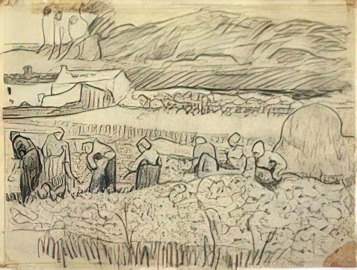 van gogh women working in wheat field 1890 Art A4 Photo Print
