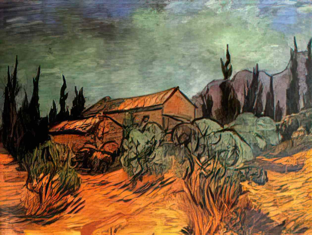 van gogh wooden sheds 1889 Art A4 Photo Print