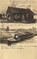 van gogh workman beside a mound of peat and a peat boat with two fig Art A4 Photo Print