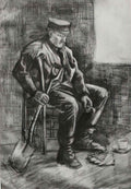 van gogh workman with spade sitting near the window 1883 Art A4 Photo Print